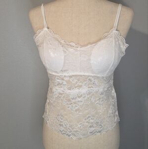 NWOT White Stretch Lace Bralette Camisole | Soft Wireless Bra | L-XL-XXL
